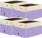 BALEINE 4 Pack Fabric Closet Storage Bins for Shelves, Linen Closet Organizers and Storage, Decorative Baskets for Organizing