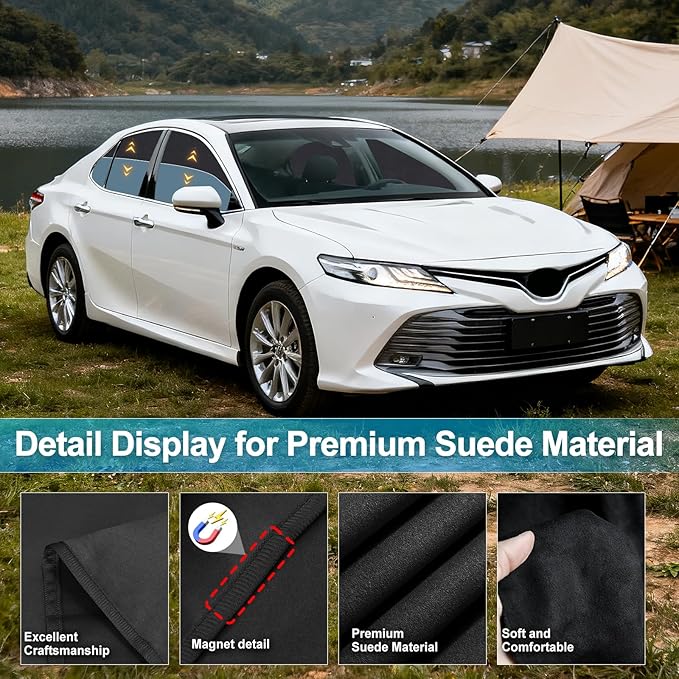 ZATOOTO Car Window Shades Custom Fit for Toyota Camry 2018-2023 4-Pack Car Window Covers with 100% UV Protection and Total Blackout Privacy Heat Insulation for Family Travel Baby and Pet Safety