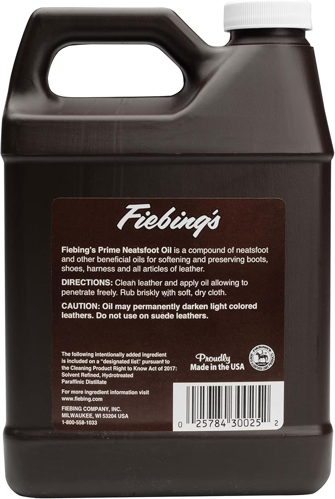 Fiebing's Prime Neatsfoot Oil 32 Fl Oz - Leather Conditioner & Preservative with Synthetic & Natural Animal Oil - Waterproof,