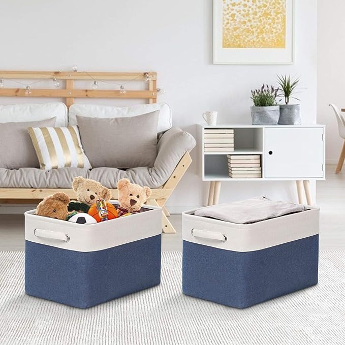Kntiwiwo Foldable Storage Bin Collapsible Fabric Storage Basket Cube with Durable Handles Closet Organizer Bins for Organizin