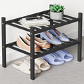 Smiry Bamboo Shoe Rack for Closet, 2 Tier Small Wooden Stackable Shoe Organizer, Free Standing Shoes Storage Shelf for Entryw