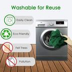 BeeGreen Christmas Green Reusable Grocery Bags with Zipper Storage Pouch 10 Packs Dark Green Reusable Shopping Bags Bulk Foldable-Machine Washable