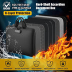Fireproof Document Box with Combination Lock, Hard-Shell Fireproof File Organizer for Legal Documents, Laptop, Valuables & Im