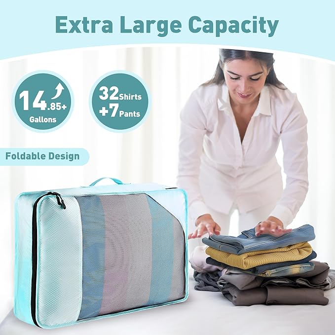 Toncoke 8-Piece Packing Cubes for Travel, 2026 Upgraded Durable Zippers & Reinforced Mesh, Complete Luggage Organizer Set wit