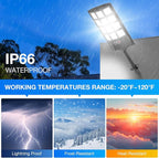 Solar Street Lights Outdoor Waterproof,6500K 320° Wide Angle Solar Flood Light, LED Parking Light with Motion Sensor and Remo