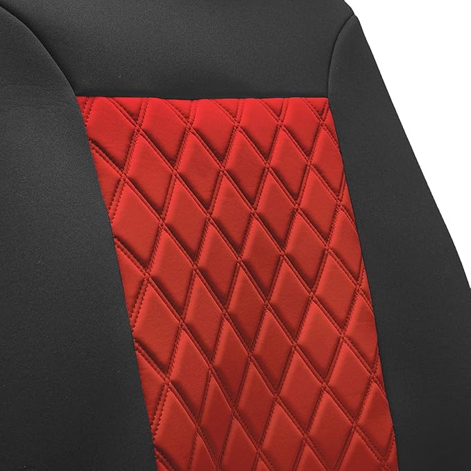 FH Group Car Seat Cover Cushion - 2 Pack Seat Covers for Cars Trucks SUV, Red Black Neosupreme Car Seat Cushions, Waterproof 