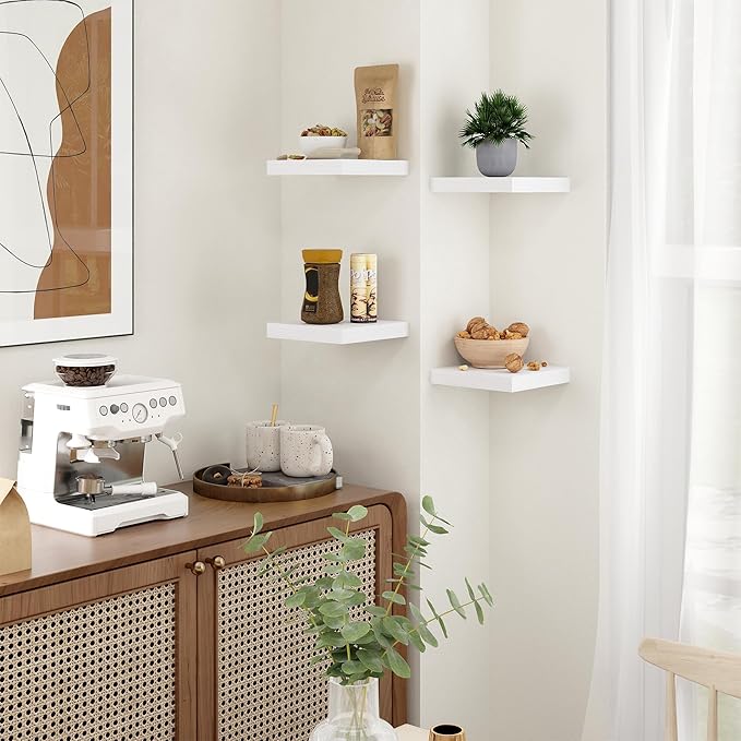 Fun Memories Floating Shelves for Wall - 7.5 Inch Square Shelves with Invisible Brackets, Small Wall Shelf for Living Room, B