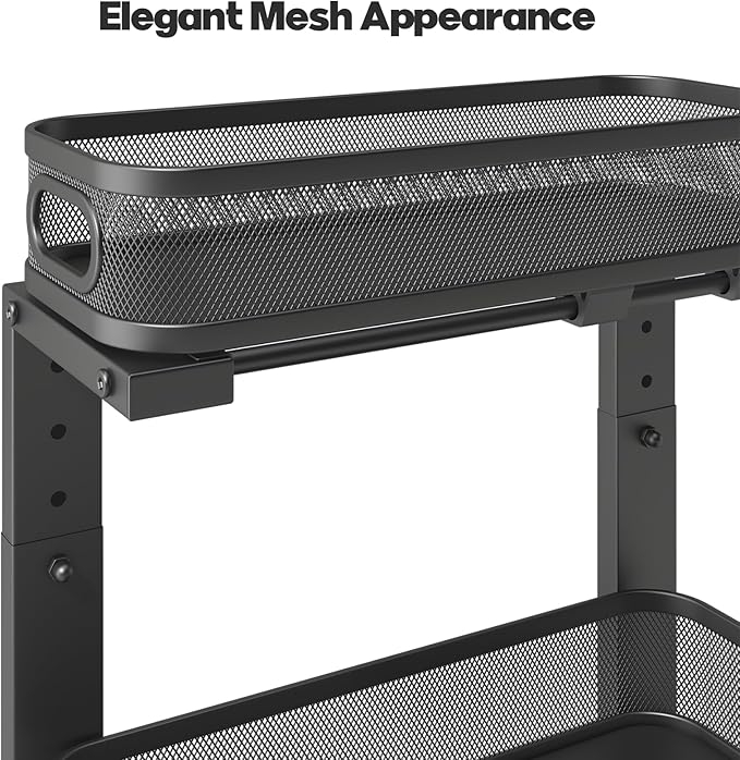 2 Pack 15.7IN-Depth Under Sink Organizer With Smooth Cylindrical Rail,2-Tier Pull Out Multi-Purpose Cabinet Storage for Bathr