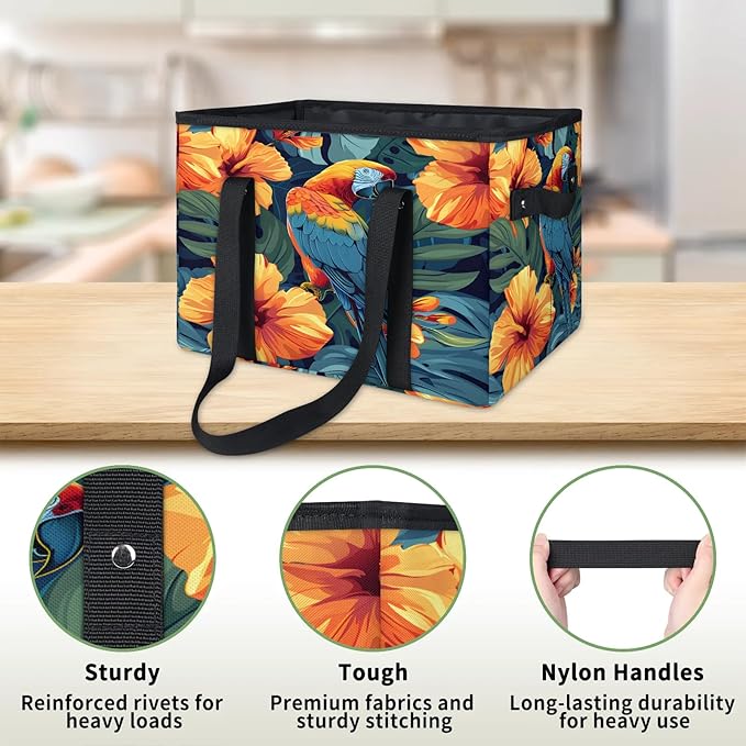 Reusable Grocery Bag, Foldable Large Shopping Tote Bag for Groceries Kitchen Picnic Car Trunk