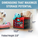 CleverMade Collapsible Milk Crate 25L (6.6 Gal), 50 lb Capacity Heavy Duty Folding Crate – Stackable Storage Crates with File