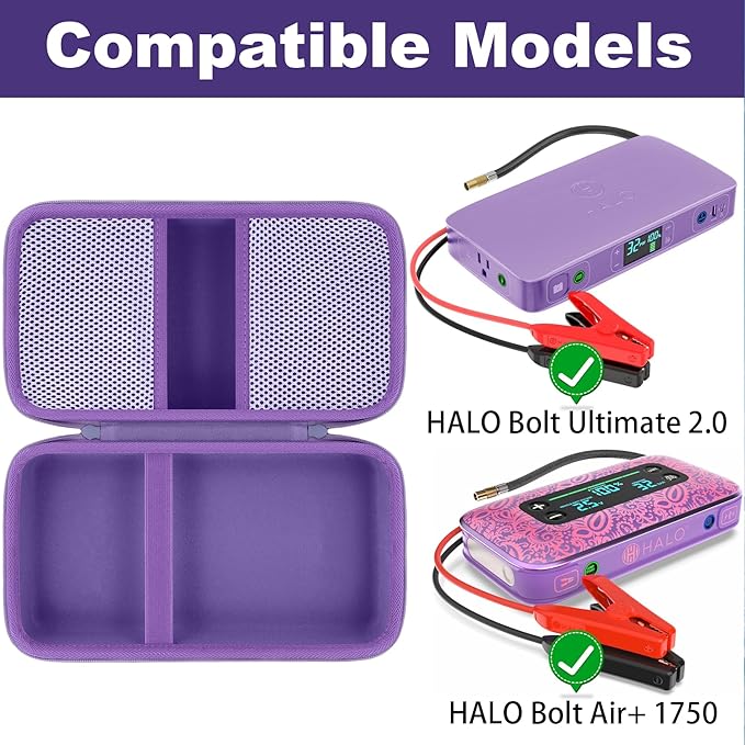 khanka Stroage Case for HALO Bolt Ultimate 2.0/HALO Bolt Air +1750 Portable Car Battery Jump Starter,Case Only (Purple)