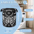 Butterfly Moon Laundry Basket Collapsible Laundry Hamper with Handle, Oxford Clothes Toy Storage Bin for Bathroom Bedroom Roo