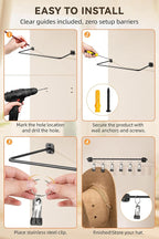 Cowboy Hat Rack for Wall Cowboy Hats Hook with 12 Clips Metal Cowboy Hat Hanger for Bucket Baseball Caps Sunhat Winter Beanie