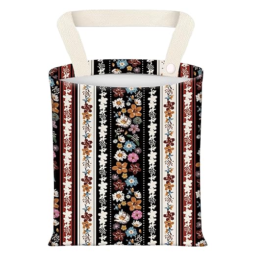 Car Garbage Can, Seat Back Hanging Cute Car Trash Can Bag, Car Organizer and Storage Bag for Travelling, Outdoor Colorful Boho Flower Stripe