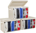 Zilink Upgraded Clothes Organizers with Lids and Support Boards Large Sweater Organizer for Closet Shelf with 5 Grids Divider