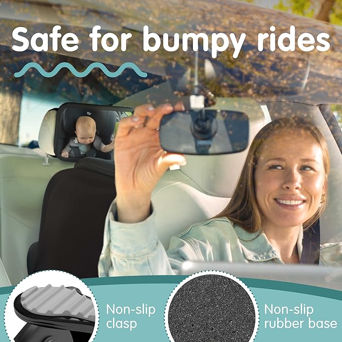Onco Baby Car Mirror Bundle – Rear & Forward Facing Mirrors, Double Award-Winning, 100% Shatterproof & Shakeproof, 360° Rotation, Wide Convex View, Newborn Essentials
