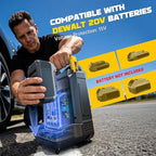 5X Faster Tire Inflator Portable Air Compressor, 160PSI Cordless Air Pump Compatible with Dewalt 20V Battery with Digital Pressure Gauge, LED Light, Deflator & Auto Shut-Off for Car, Motorcycle, Truck