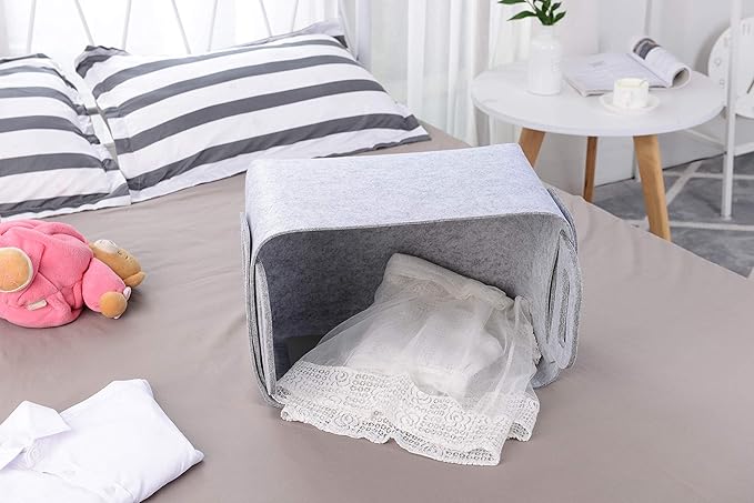 Storage Basket Felt Storage Bin Collapsible& Convenient Box Organizer with Carry Handles for Office Bedroom Closet Babies Nur