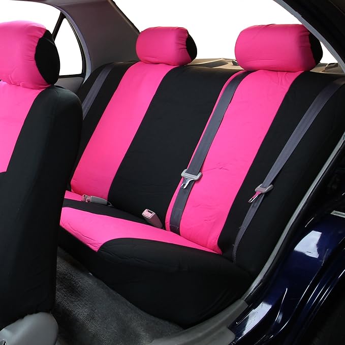 FH Group Flat Cloth Full Set Car Seat Covers Three Row 7 Seater - Universal Fit for Cars, Trucks & SUVs Pink