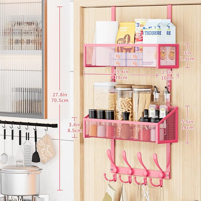 Kaiferty Over The Door Hooks Organizer, Coat Rack Over The Door Storage Hanger Towel Rack, Back of Door Storage Organizer for