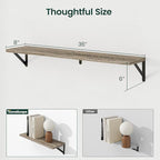 Floating Shelves, 8 Inch Deep Rustic Wood Wall Storage, 36W x 8D Wall Shelves Set of 2, Heavy Duty Metal Brackets, Industrial
