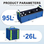 Bold Color Block Trunk Organizer | 95L, 35"x13.8"x11.8" | Dedicated Shoe Storage & 26L Ice Pack | Foldable for SUV/Car/Jeep