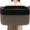 65L Large Blanket Basket,21"x16"x12" Rectangle Storage Bin with Handles,Woven Rope Laundry Basket for Toys, Clothes,Pillows,M
