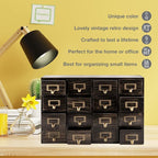 Dark Ash 16-Drawer Card Catalog Artisan Drawer Chest - 20"x3.6"x14" - Desktop Apothecary Crafted in Solid Wood, Curating Time