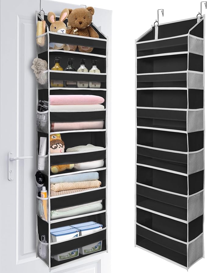 ULG Over The Door Organizer with 6 Large Pockets 12 Side Pockets, 50lbs Weight Capacity Door Hanging Organizer for Bedroom, B
