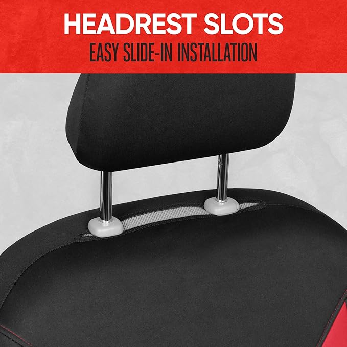 Motor Trend SpillGuard 2 Red Seat Covers for Cars & Seat Covers for Trucks - Neoprene Lining Waterproof Car Seat Covers Front