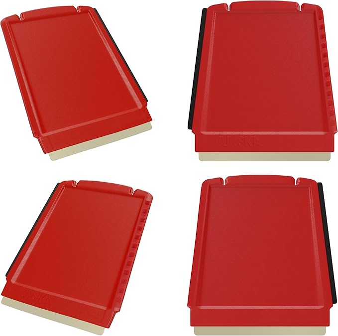 Ice Scraper Brass Blade Small Ice Scraper for Car 2 Pack 4-in-1 Small Ice Scrapers for Car Windshield Frost Wipe Scraper Snow Scraper for Car Original Murska from Europe Winter (2-Pack L&P A052 Red)
