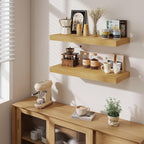 Fun Memories 32 x 12 Floating Shelves Wall-Mounted - Rustic Wood Shelf - 12 Inch Deep Floating Shelves for Wall - Large Stora