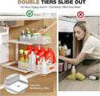 2-Pack Under Sink Storage Organizer with 2-Tier Slide Out Drawer, Sophisticated Mesh Pull Out Shelf for Kitchen & Bathroom, F