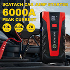 Scatach 6000A Car Battery Jump Starter,12V Portable Jump Starter Battery Pack (up to 9.0L Gasoline and 7.0L Diesel Engine),