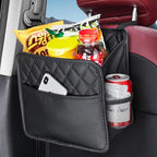 LXUNYI Car Organizer Back Seat, 2 Pack Waterproof Pu Leather Car Seat Storage Bag Large Foldable Universal Hanging Car Seat Back Organizer for Kids & Adults with Cup Holders Car Travel Accessories