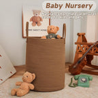 JMvicyroam Large Woven Laundry Basket Hamper,80L Cotton Rope Storage Bin for Blankets,Toys and Clothes,Decorative Tall Nurser
