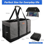 MHOMER Reusable Grocery Bags Extra Waterproof Large Utility Tote Bag with Carrying Handles Foldable Shopping Bags for Storage Space Saving Reinforced Bottom Durable Oxford Fabric Grey