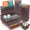 WOWBOX 25 PCS Plastic Drawer Organizer Set, 4 Sizes Desk Drawer Divider Organizers and Storage Bins for Makeup, Jewelry, Gadg