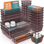 WOWBOX 25 PCS Plastic Drawer Organizer Set, 4 Sizes Desk Drawer Divider Organizers and Storage Bins for Makeup, Jewelry, Gadg