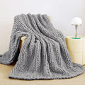 Admitrack Chunky Knit Blanket Throw, 100% Hand Knit Chenille Throw Blanket for Sofa & Home Decor, Soft and Cozy Knitted Throw