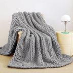 Admitrack Chunky Knit Blanket Throw, 100% Hand Knit Chenille Throw Blanket for Sofa & Home Decor, Soft and Cozy Knitted Throw