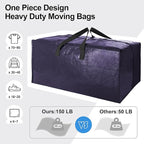 6 Pack Heavy Duty Extra Large Moving Bags W/Backpack Straps - Strong Handles & Zippers, Storage Totes For Space Saving, Fold 