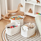 R RUNKA Cotton Rope Storage Basket 15"x10"x9" – Fabric Storage Bins for Organizing Clothes,Toys,Blankets – Durable Woven Stor