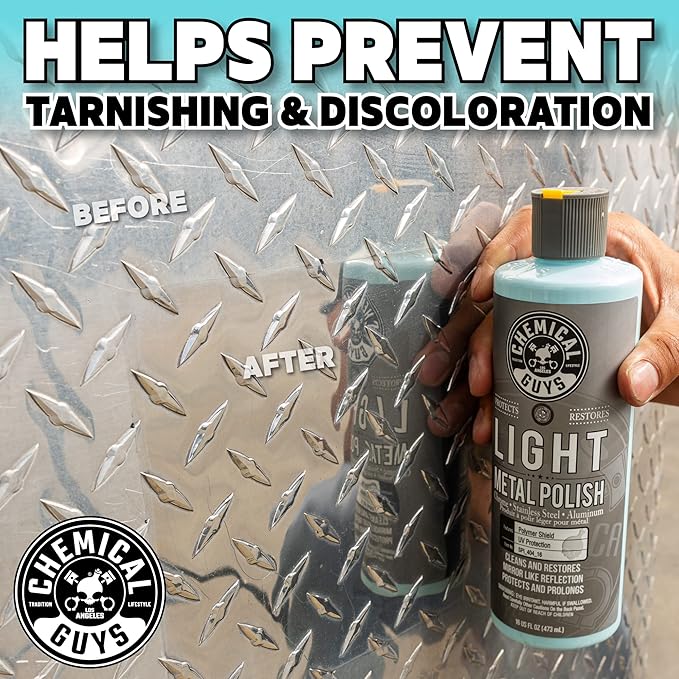 Chemical Guys SPI_404_16 Light Metal Polish (Works on Chrome, Stainless Steel, Aluminum & More), 16 fl oz