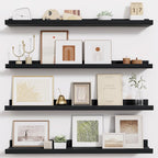 Fun Memories Picture Ledge Shelf - 30 Inches Floating Shelves Set of 4 - Floating Shelves with Lip for Storage - Wood Bookshe