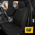 CAT PU Leather Seat Covers for Cars – (2) Front Seat Covers with (4) All-Weather Heavy-Duty Floor Mats for Trucks, Cars, & SU