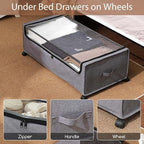 4-Packs Under Bed Storage with Wheels, Under The Bed Storage Drawers On Wheels, Rolling Underbed Drawers, Lockable, Heavy Dut