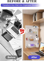 Pegboard Wall Organizer Set – 4 Peg Boards with Hooks & Shelves – Office, Kitchen, Gaming Room Desk Pegboard Storage – Peg Bo