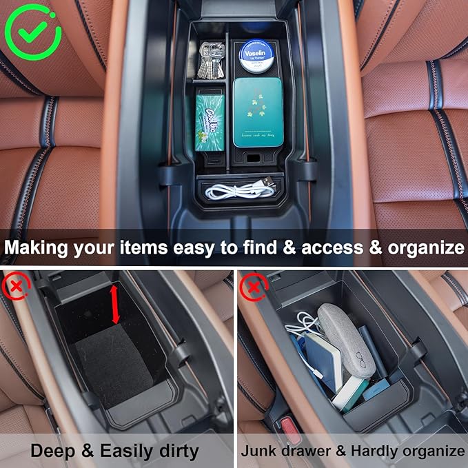 Center Console Organizer Tray Compatible with 2026 2025 2024 2023 Mazda CX-50 Armrest Organizer Tray Secondary Storage ABS Plastic Accessories