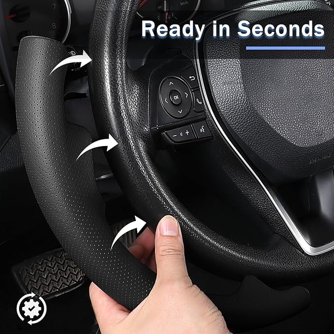 Fit for Toyota Steering Wheel Cover, Car Steering Wheel Cover for Toyota Corolla(2020-2026) Rav4(2019-2025) Camry(2018-2024) Venza(2021-2024) Avalon(2019-2022) Accessories (Perforated Black)